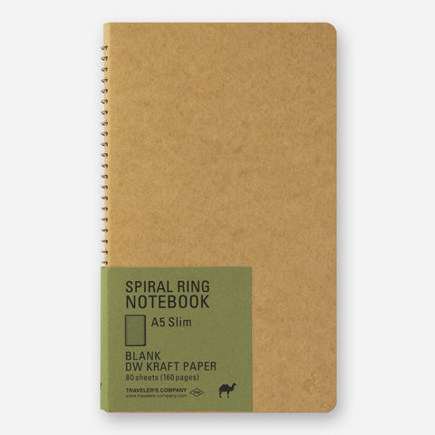 Traveler's Company - Spiral Ring Notebook - Blank DW Kraft Paper - A5 Slim