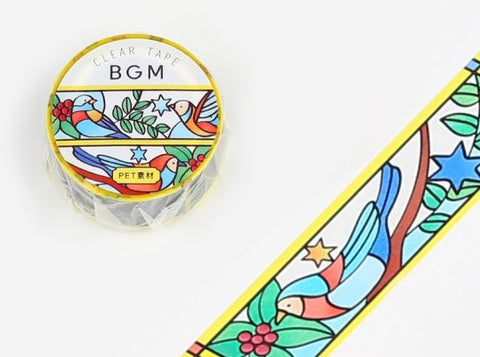 BGM Clear Tape - Stained Glass Birds And Plants