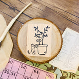 Deer Forest - 花盆中玩耍的貓/Cat and Plant Stamp