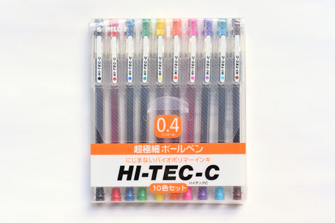 Hi-Tec-C - 0.4mm - Gel Ballpoint Pen - 10 Color Set