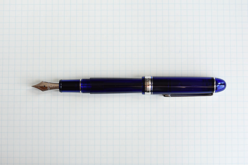 Platinum #3776 Century - Penna Stilografica Chartres Blue, Pennino In Oro 14kt, Rifiniture Rodiate, Punta Media, Made In Japan