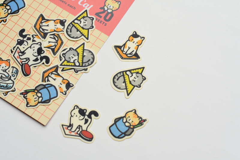 Plain Stationery Washi Flake Sticker Stationery and Cat