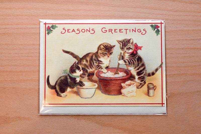 Seasons Greetings Cats Baking Greeting Card