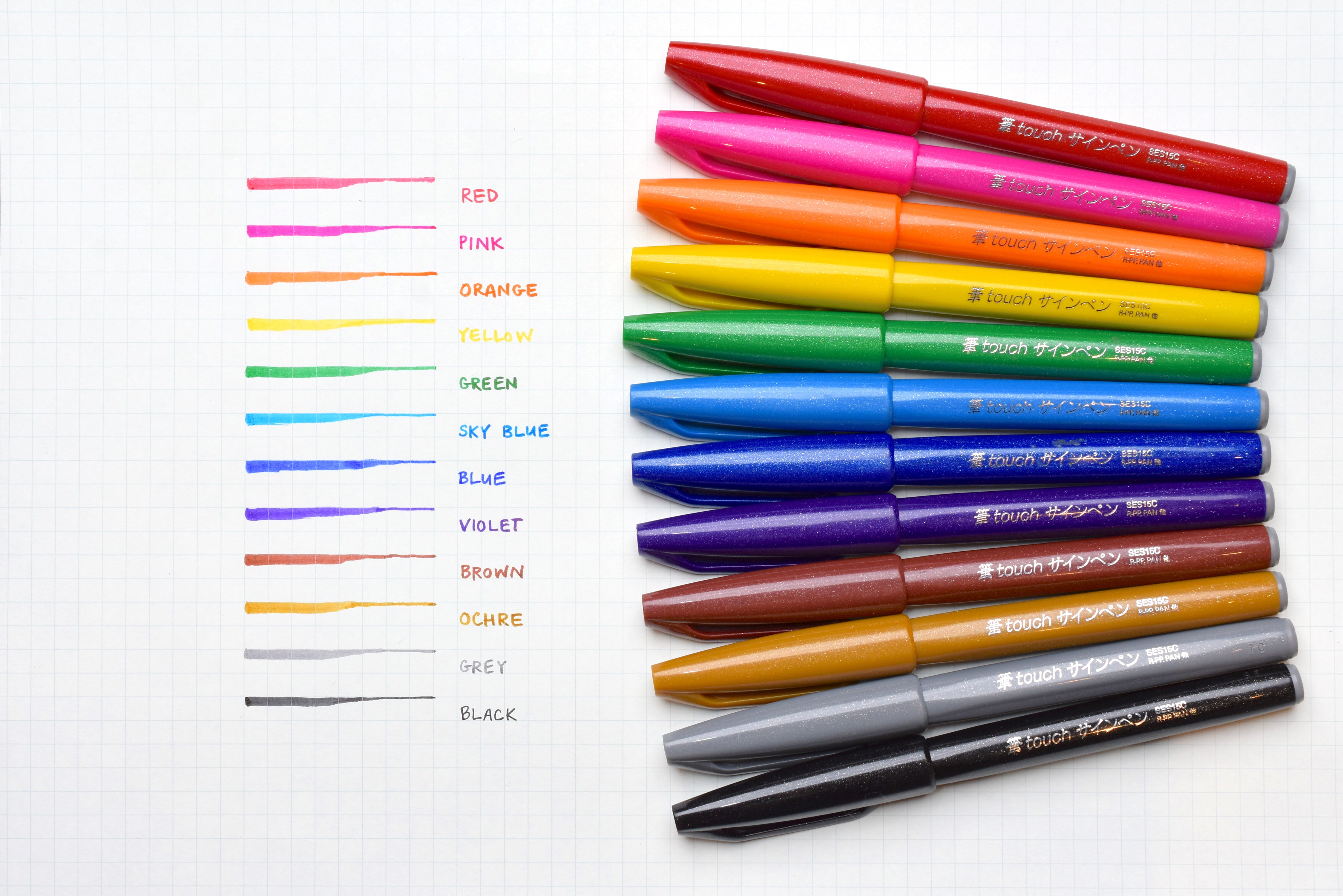 Pentel Touch Brush Sign Pen - Original Colors