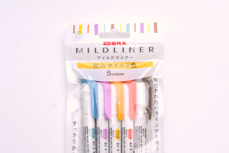 Zebra Highlighter Mildliner 5 Color Set Gentle Mild