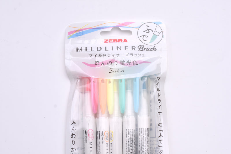Zebra Mildliner Brush 5 Color Set Bright Colors
