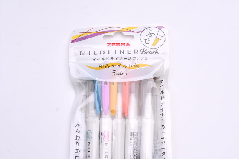 Zebra Mildliner Brush 5 Color Set Mild & Fluorescent