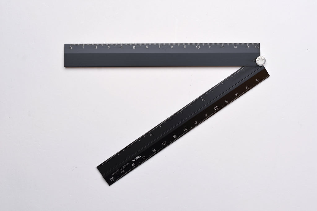 Aluminum & Wood Ruler 15cm Dark Brown / Midori – bungu