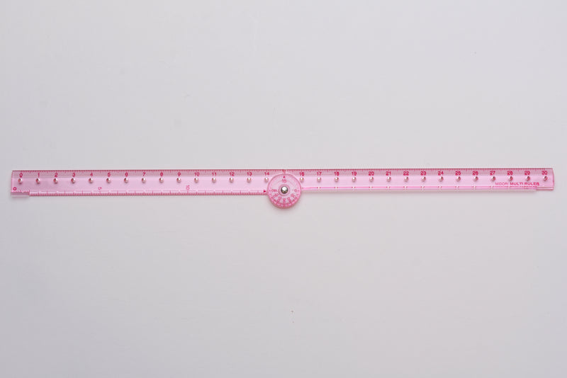 MIDORI PINK Clear Polycarbonate FOLDING Multi Ruler 30cm 