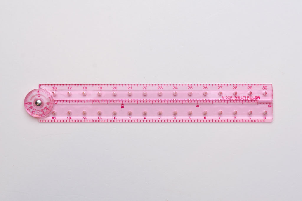 Midori Foldable Ruler 30cm Pink Clear (traveler's planner journal pencil  rule)