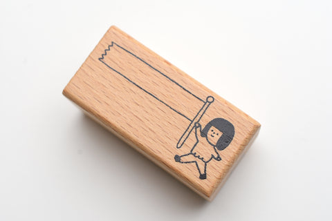 Yohand Studio Wooden Stamp - Walking with A Flag