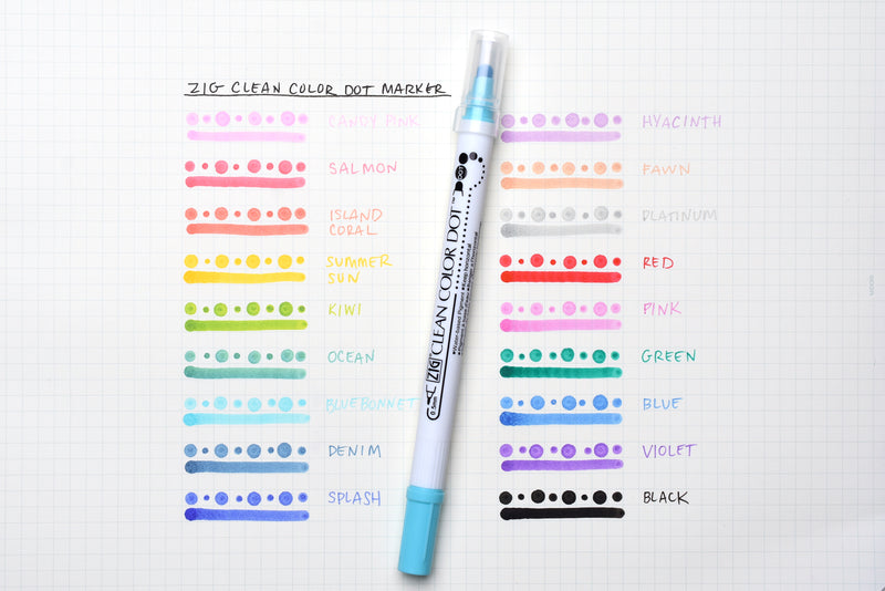 Kuretake ZIG Clean Color DOT markers, 12 colors set