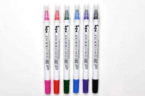 Kuretake ZIG Clean Color Dot Marker - 6 Basic Colors Set