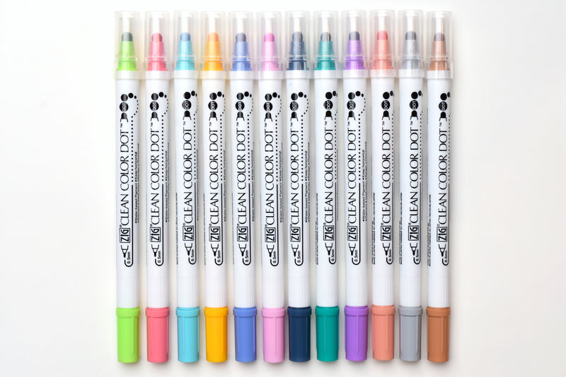 Kuretake ZIG Clean Color Dot Marker - 12 Colors Set