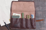 The Superior Labor Leather Roll Pen Case - Dark Brown