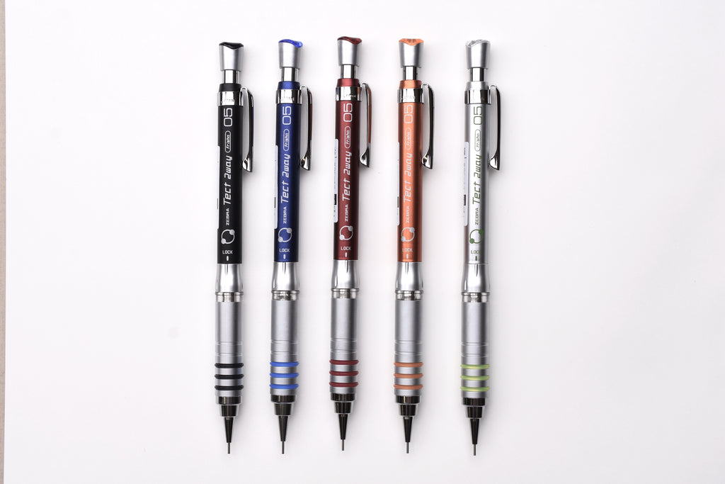 Zebra Tect 2way Portamine 0,5 Mm – Meccanismo A Scatto O Shake, Punta Sottile, Scrittura Precisa