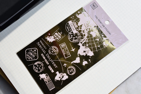 MU Print-On Gold Foil Stickers - Passport Stamps - #6