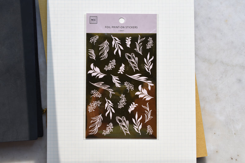MU Print-On Gold Foil Stickers - Leaf Fronds - #2