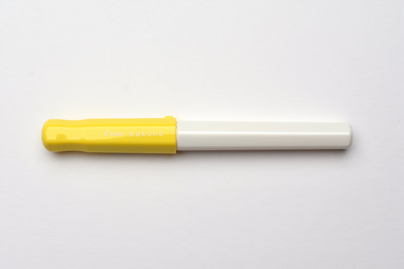 Pilot Kakuno Fountain Pen - White Barrel/Yellow Cap - Fine Nib