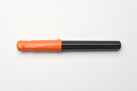 Pilot Kakuno Fountain Pen - Gray Barrel/Orange Cap - Medium Nib