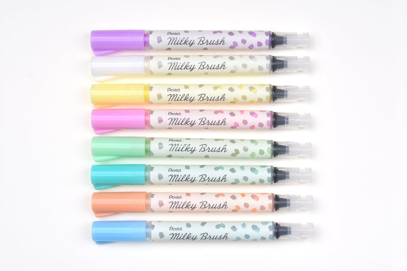 Pentel Milky Brush Pen - 8 Color Set