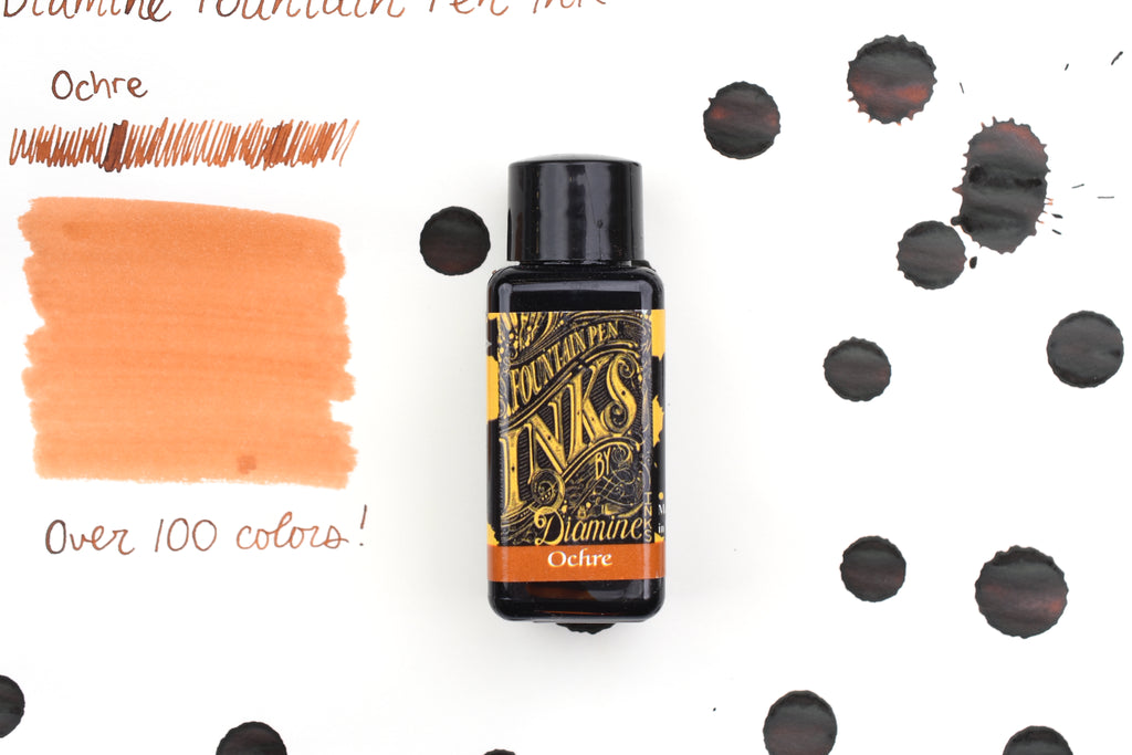 Diamine Fountain pen ink 30 ml - Colour Wheel - 6 x Bottles - Tyrian Purple, Flamingo Pink, Earl Grey, Spring Green, Eau de Nil, Ancient Copper Diamine Fountain pen ink 30 ml - Colour Wheel - 6 x Bottles - Tyrian Purple, Flamingo Pink, Earl Grey, Spring Green, Eau de Nil, Ancient Copper