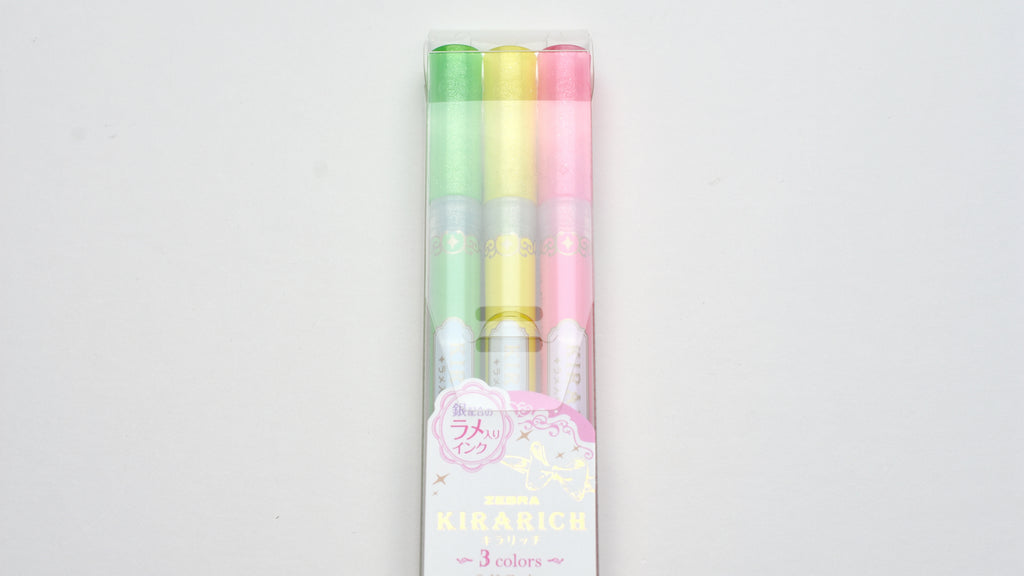 Zebra Glitter Highlighter, Kirarich, Pack of 3 Yoseka Stationery