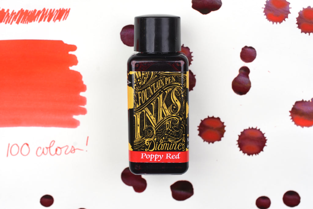 Diamine Fountain Pen Ink - Poppy Red - 30mL – Yoseka Stationery