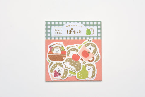 Furukawa Paper "Pochitto" Flake Sticker - Hedgehogs & Fruits