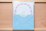 Letterpress Letter Set - Flower Frame Pattern Light Blue