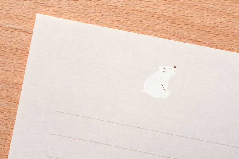 Midori Letter Writing Set with Animal Stickers - Polar Bear