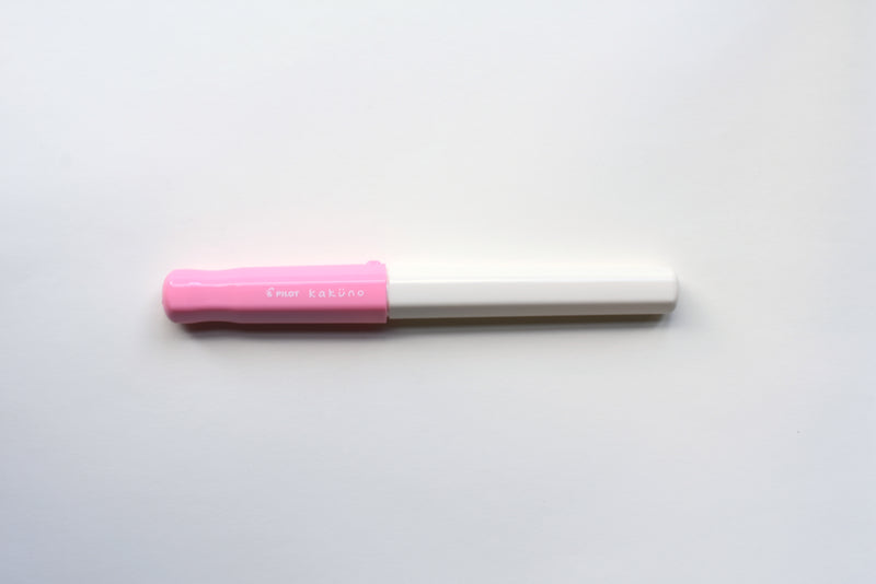 Pilot Kakuno Fountain Pen - White Barrel/Pink Cap - Fine Nib
