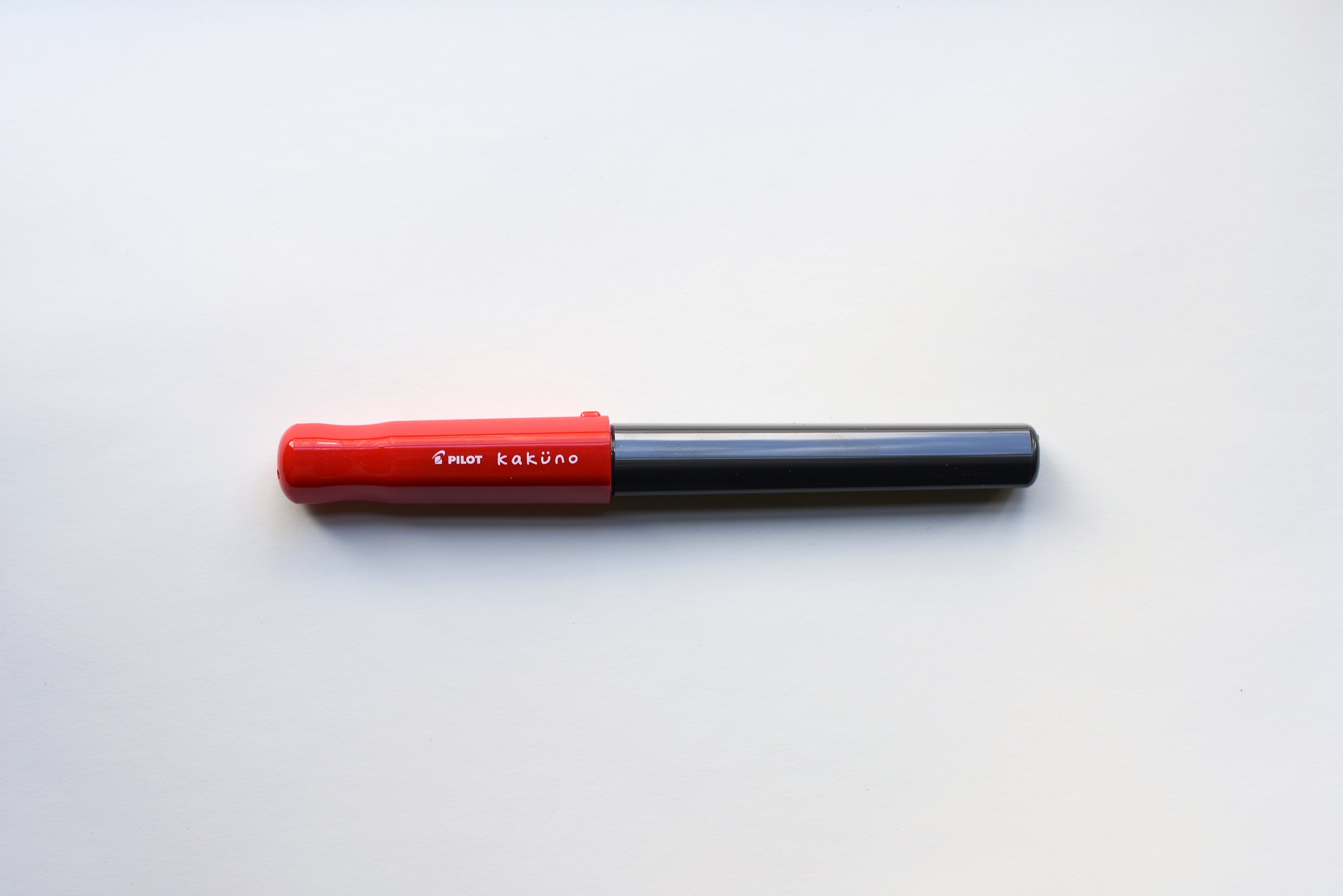 Pilot Kakuno Fountain Pen - Gray Barrel/Red Cap - Medium Nib