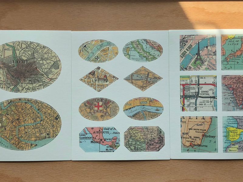 Vintage Stickers - Vintage Maps – Yoseka Stationery