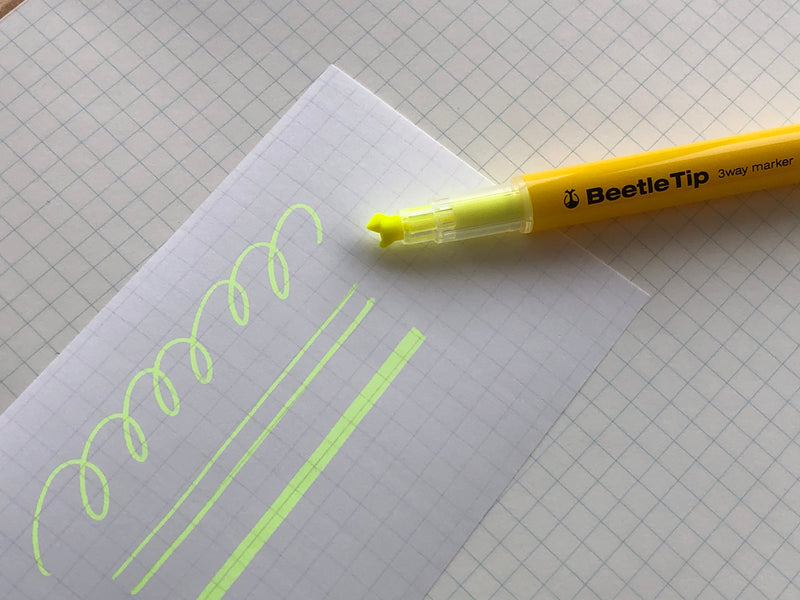 Kokuyo Beetle Tip 3way Highlighter Pen - Yellow