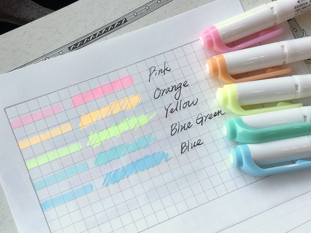 Zebra Highlighter Mildliner 5 Color Set Yoseka Stationery