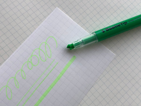 Kokuyo Beetle Tip 3way Highlighter Pen - Light Green