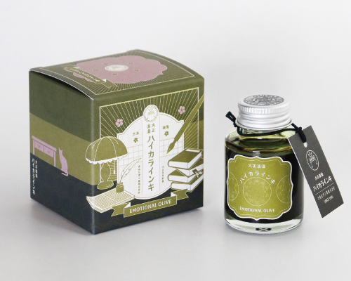 Teranishi Guitar Taisho Roman Haikara Fountain Pen Ink - Emotional Olive