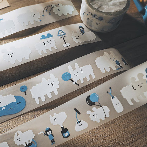 Yohand Studio Matte PET Tape - A Bunch of Fluffy Cloud Dogs