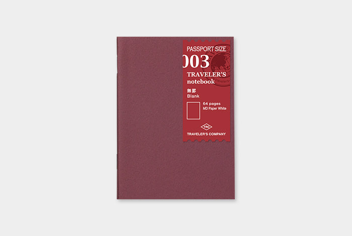 TRAVELER's Passport Size Refill - Blank - 003