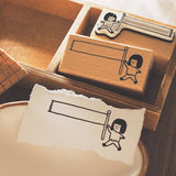Yohand Studio Wooden Stamp - Walking with A Flag