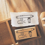 Yohand Studio Wooden Stamp - Writing with Fluffy Cloud Dog